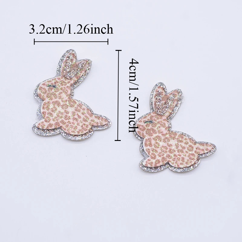 10Pcs Glitter Print Animal Appliques Pandas Rabbits Leopards for DIY Crafts Cake Topper Headwear Hair Clips Bow Decor Patches