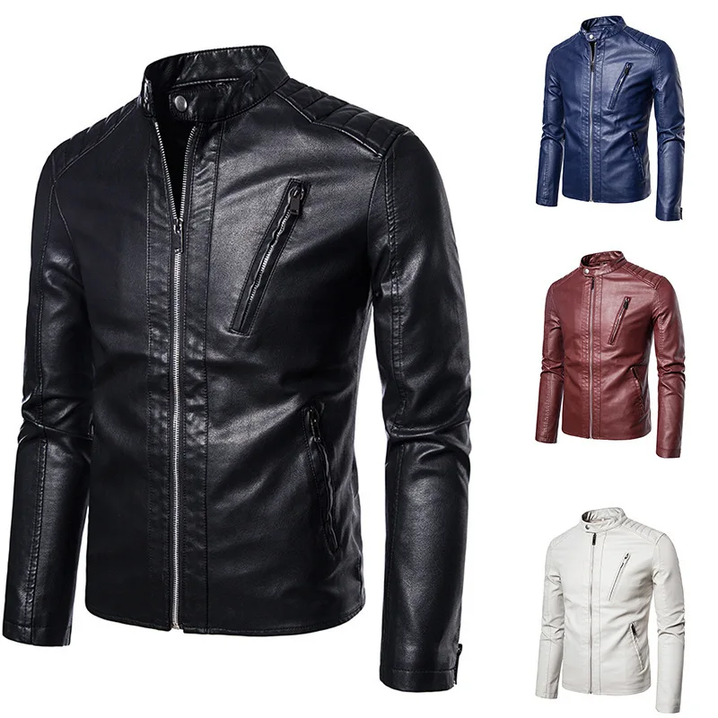 Men's Faux Leather Coat Fashion Casual Trend Slim Fit Handsome Youth Spring Autumn Motorcycle Biker Jackets  Men Clothing 5XL