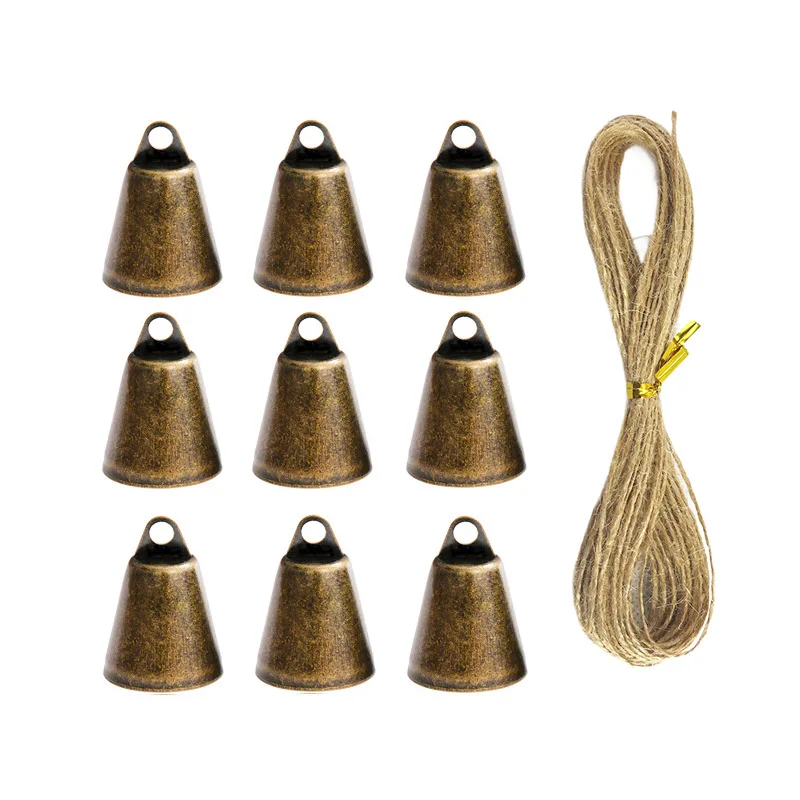 26 mm verdickte und erhöhte Weihnachtsglocke, Retro-Bronze-Glocke aus Metall, klassischer Glockenanhänger, Windspiel und 5 Meter langes Schlüsselband