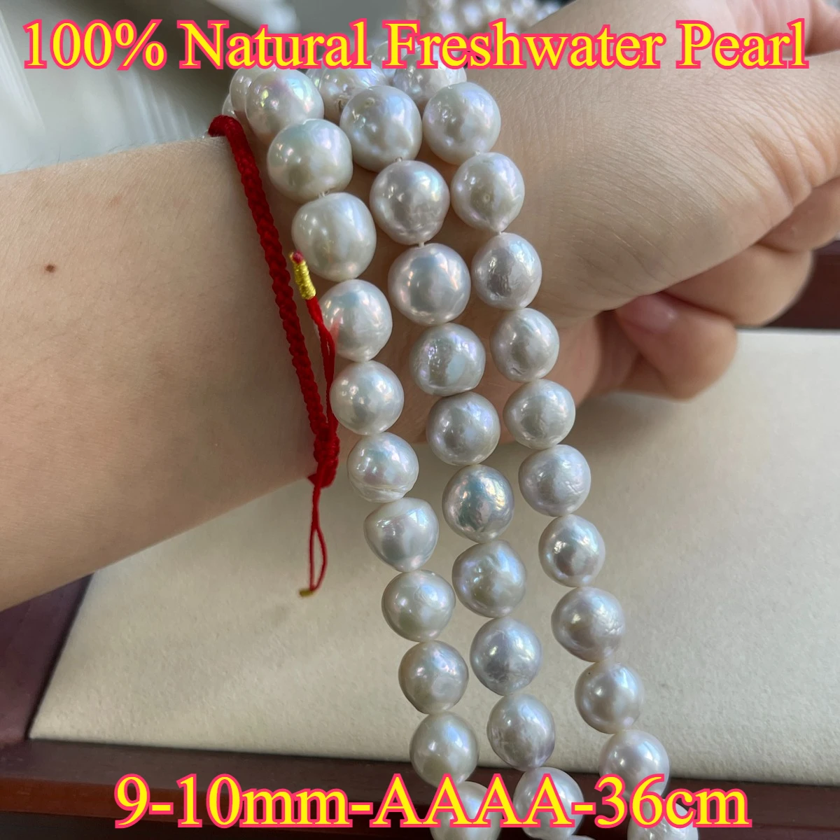 9-10mmAAAA أنيقة لؤلؤ المياه العذبة الطبيعية حجم كبير بالقرب من حبة مستديرة مجوهرات جعل هدية عقد دي اي واي سوار المرأة هدية الزفاف