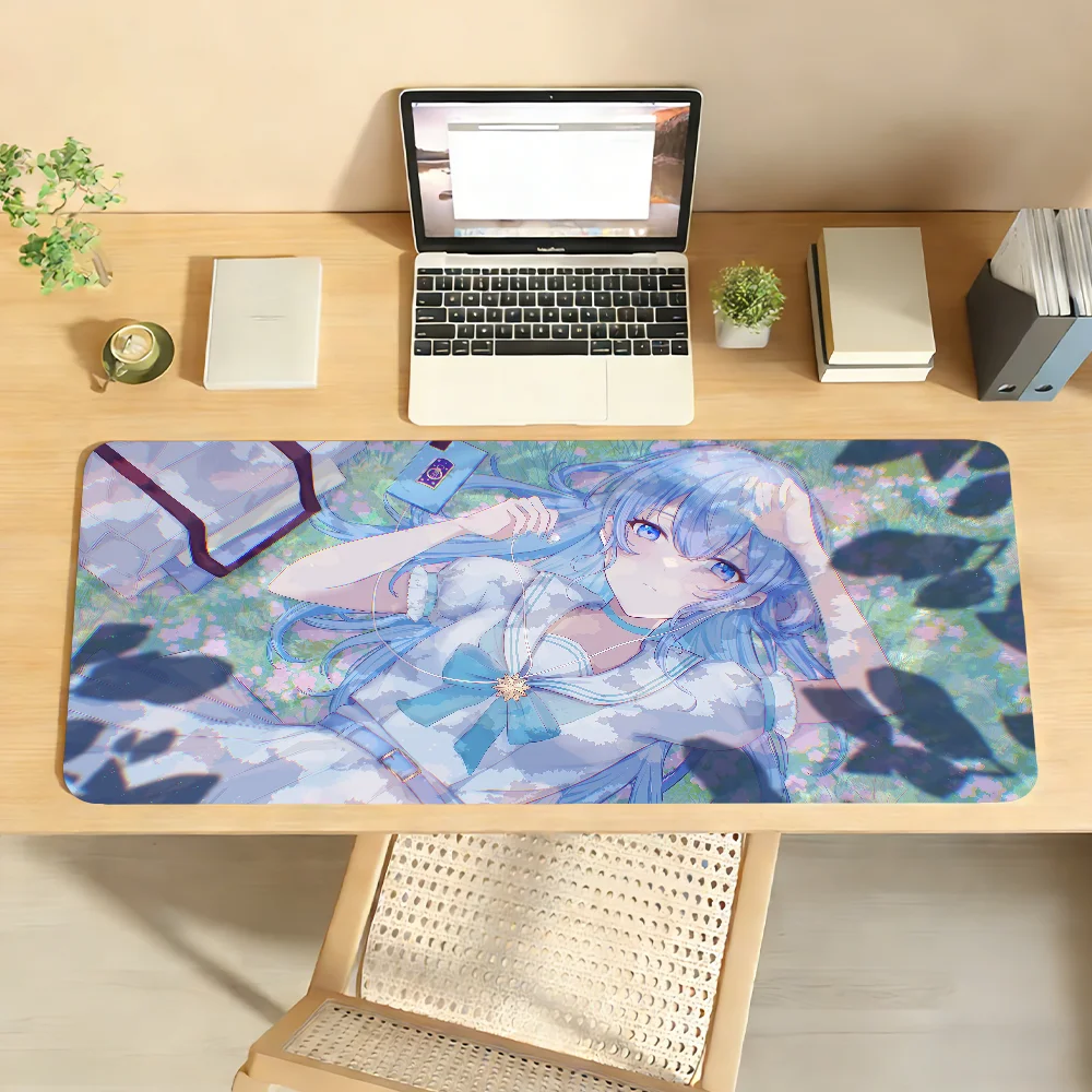 Hoshimachi Suisei Mouse Pad Non-slip Locking Edge DeskMat PC Laptop Accessories Rubber Office Keyboard Game Carpet 350x900x3mm