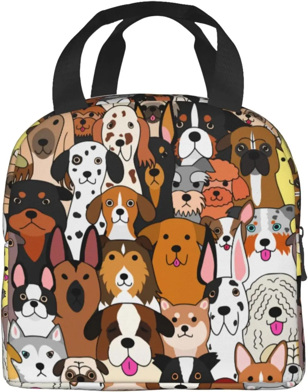 Cute Dogs Animal Print Lunch Bag Compact Tote Bag Reusable Lunch Box Container For Women Men School Office Work, 6l