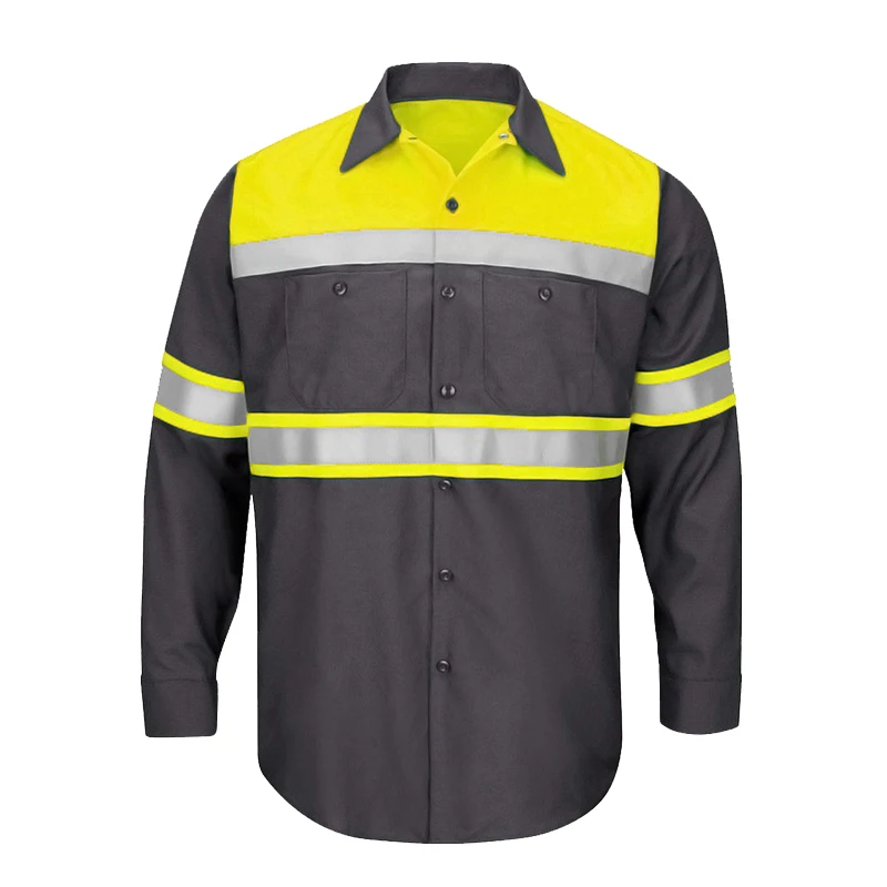 High Visibility Reflective Safety Shirt Quick Drying Long Sleeve Workwear Outdoor Construction Protective Work Clothes Hi Vis