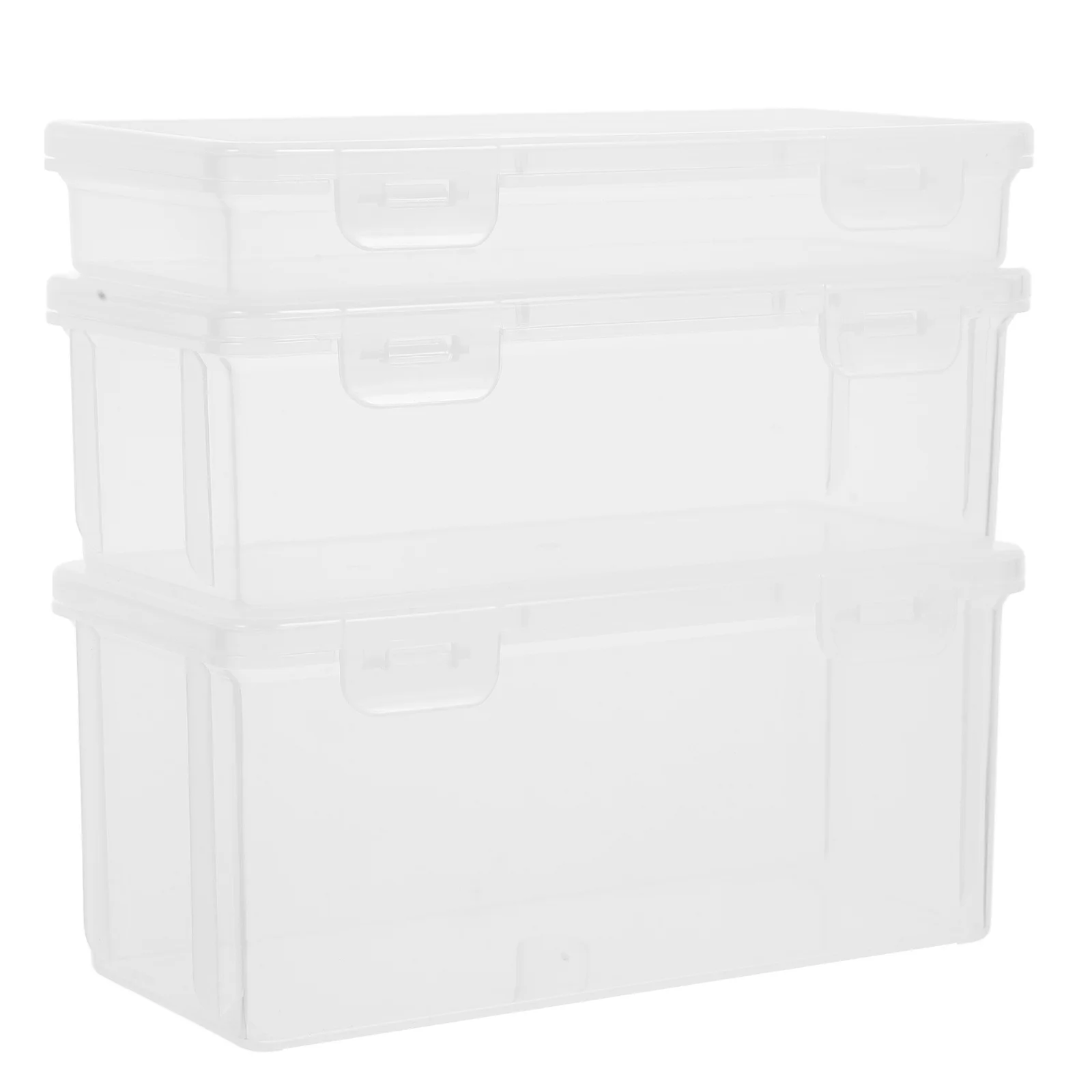 

3Pcs Transparent Storage Box Set with Snap-Lid Clear Plastic Pencil Case for Colored Pencils Crayons Paint Brushes Office Desk