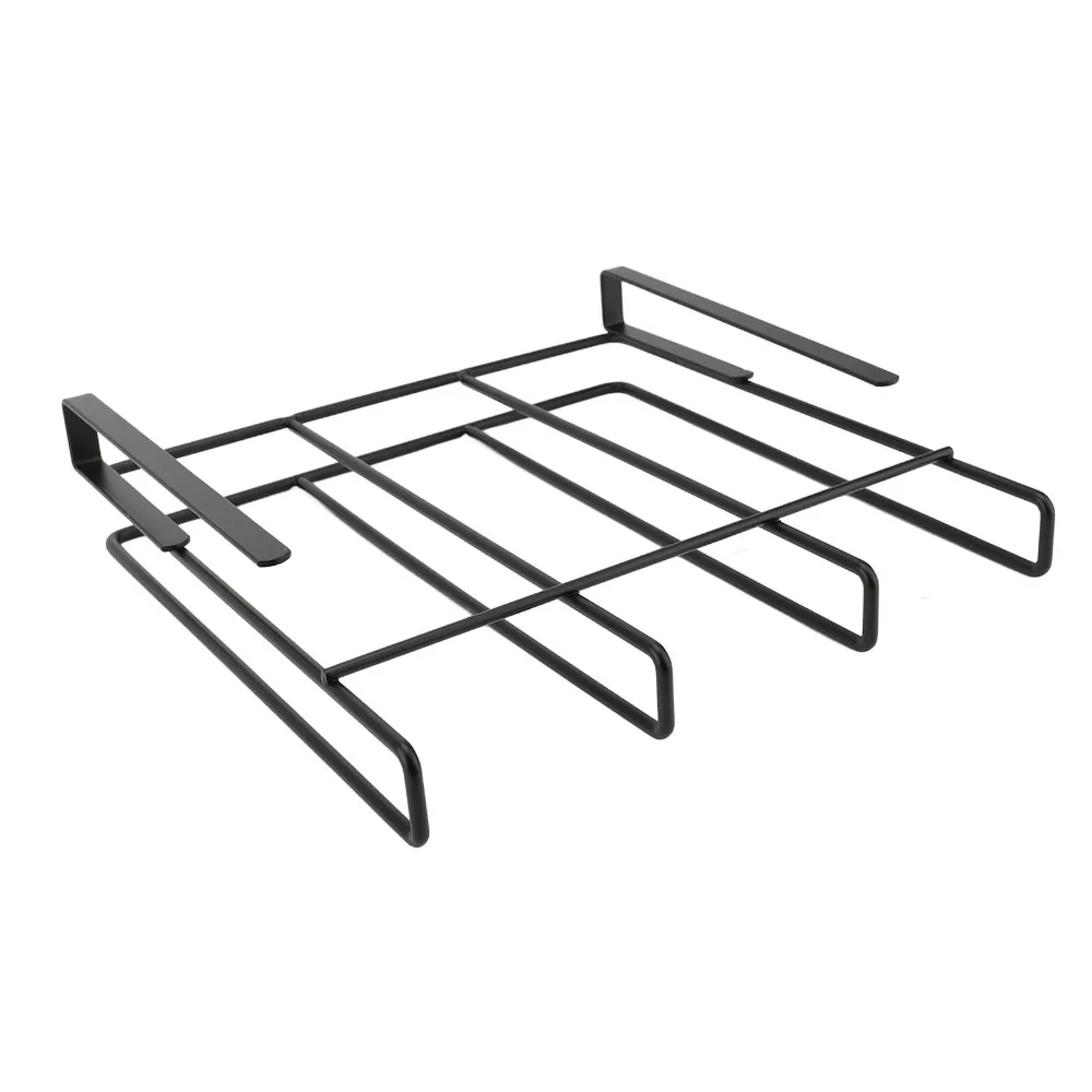 Carbon Steel Under Cabinet Rack One-Layer Design 9.8×9.8×2.3in Chopping Board Organizer Black Cutting Board Holder