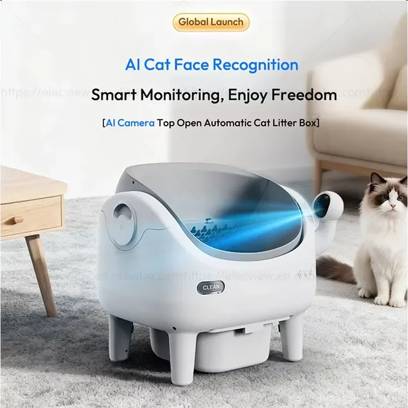 for Elecpet Auto Cat Box with HD 1080P Camera AI Tracking Odor Free Self Cleaning Smart Toilet 2.4G Tuya App Control