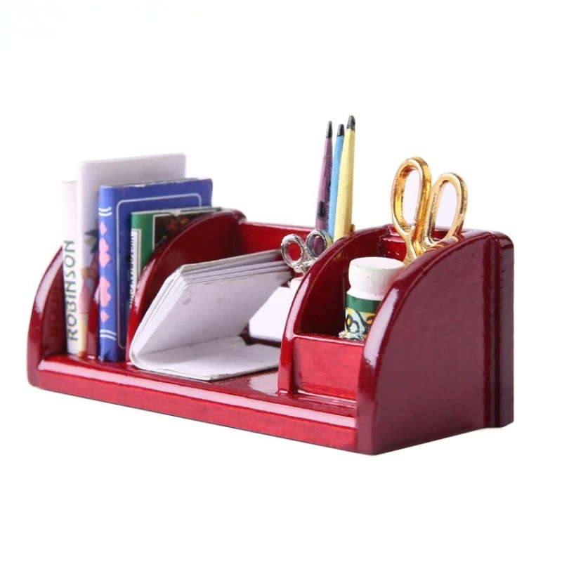 

1pc 1:12 Dollhouse Mini Bookshelf, Stationery Rack, Pen Holder Model Playhouse Miniature Ornament Accessories Simulation Model