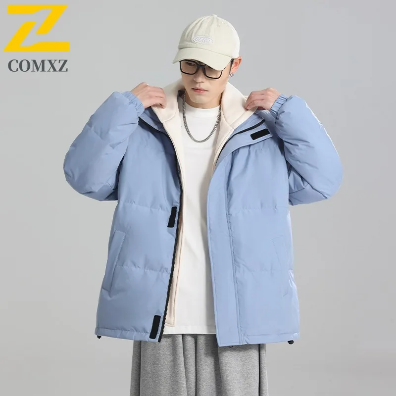 

COMXZ Лидер продаж, искусственный комплект из двух предметов с капюшоном, осенне-зимний легкий пуховик, мужская модная одежда с капюшоном для пар, пальто унисекс, трендовое мужское пальто