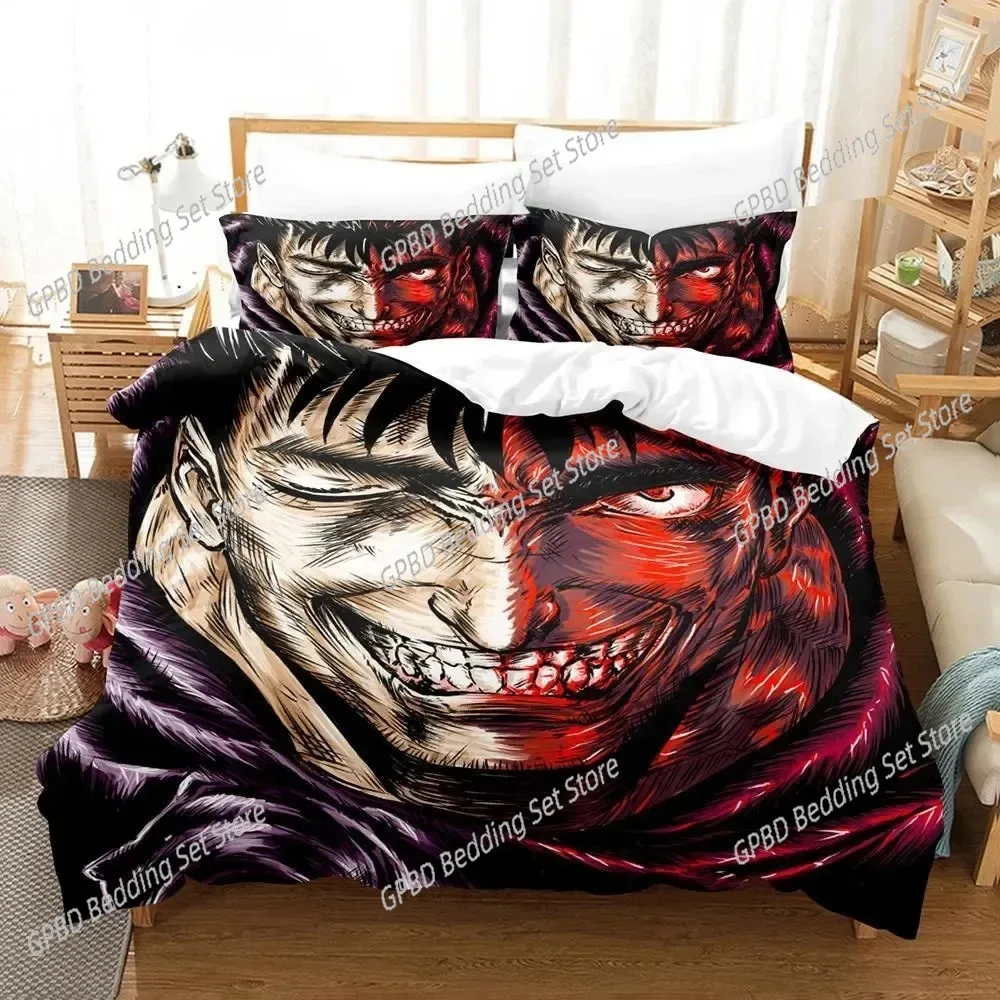 3D Print Anime Berserk Logo Bedding Set Double Twin King Duvet Cover Comforter Pillowcase Boys Girls Adults Bedroom