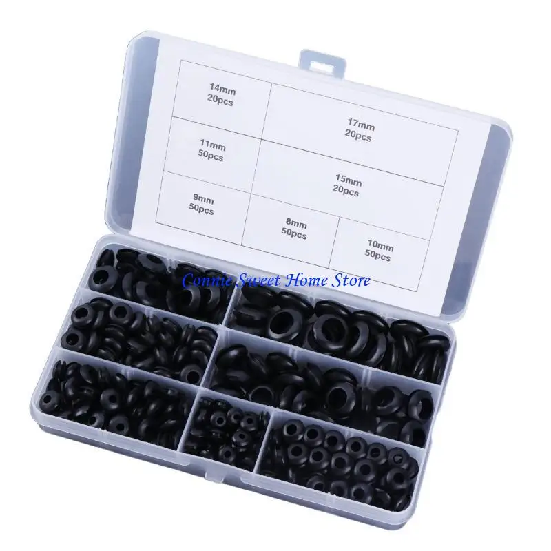 LXAF 260pcs Rubber Wire Sleeve Set Wire Routing Wire Organizes Rubber Wire Sleeve