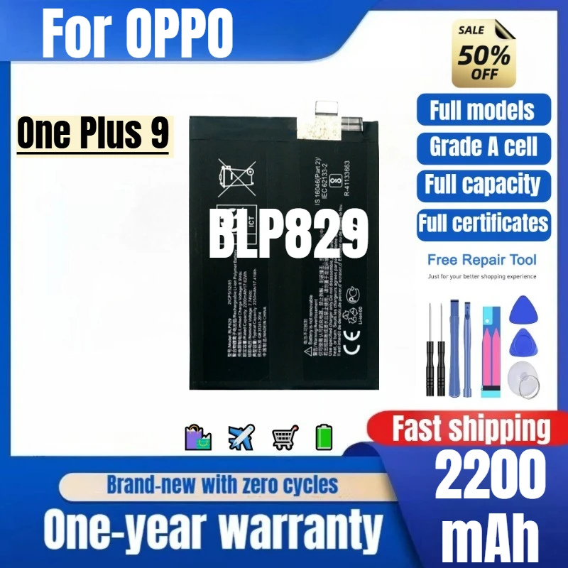 

BLP829 for OPPO One Plus 9 Phone Battery 0 Cycle High Quality High Capacity Battery Replacement Bateria Grade A Cell with Tools