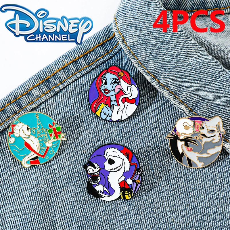 Disney Cartoon Creative Personality The Nightmare Before Christmas Metal Badge Skull Jack Sally Spirit Dog Alloy Drip Oil Brooch