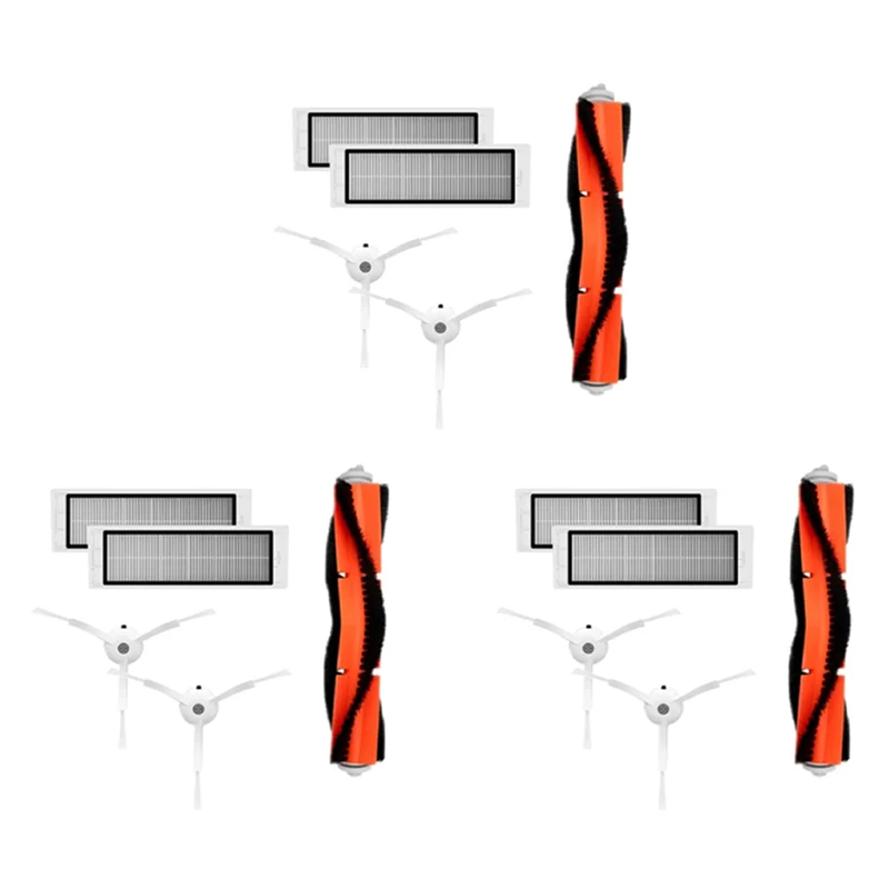Peças domésticas 3 conjunto filtro hepa escova lateral principal para xiaomi 1s roborock s6 s5 max s60 s65 s5 s50 e25 e35 peças de vácuo acc