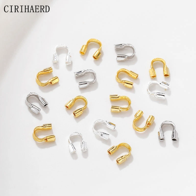 14K/18K Gold Plated Positioning Buckle End Clip Round Spring Clasps DIY Jewelry Accessories Supplies U-shaped Protective Tube