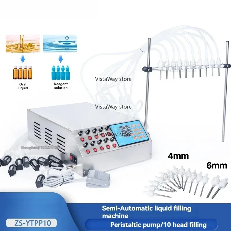 

0.5-50ML Head Peristaltic Pump Filling Machine Perfume Essential Oil Oral Liquid Solvent Quantitative Filling