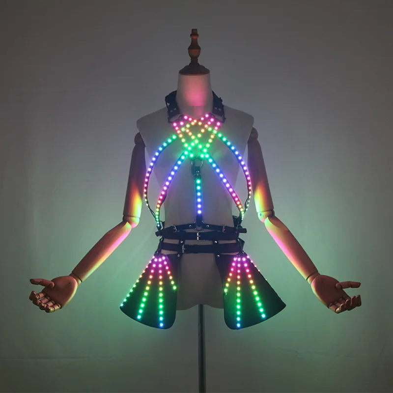 Discothèque PUNK LED jupe lumineuse ensemble débardeur femmes fête Rave tenue Gogo danseur scène Performance porter 2025