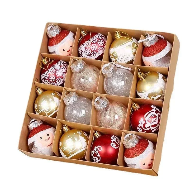 16 Stück 6 cm weihnachtliche dekorative Kugeln, besondere Party-Heimdekoration, Zubehör, personalisiertes Urlaubsüberraschungsgeschenk, Weihnachtskugel