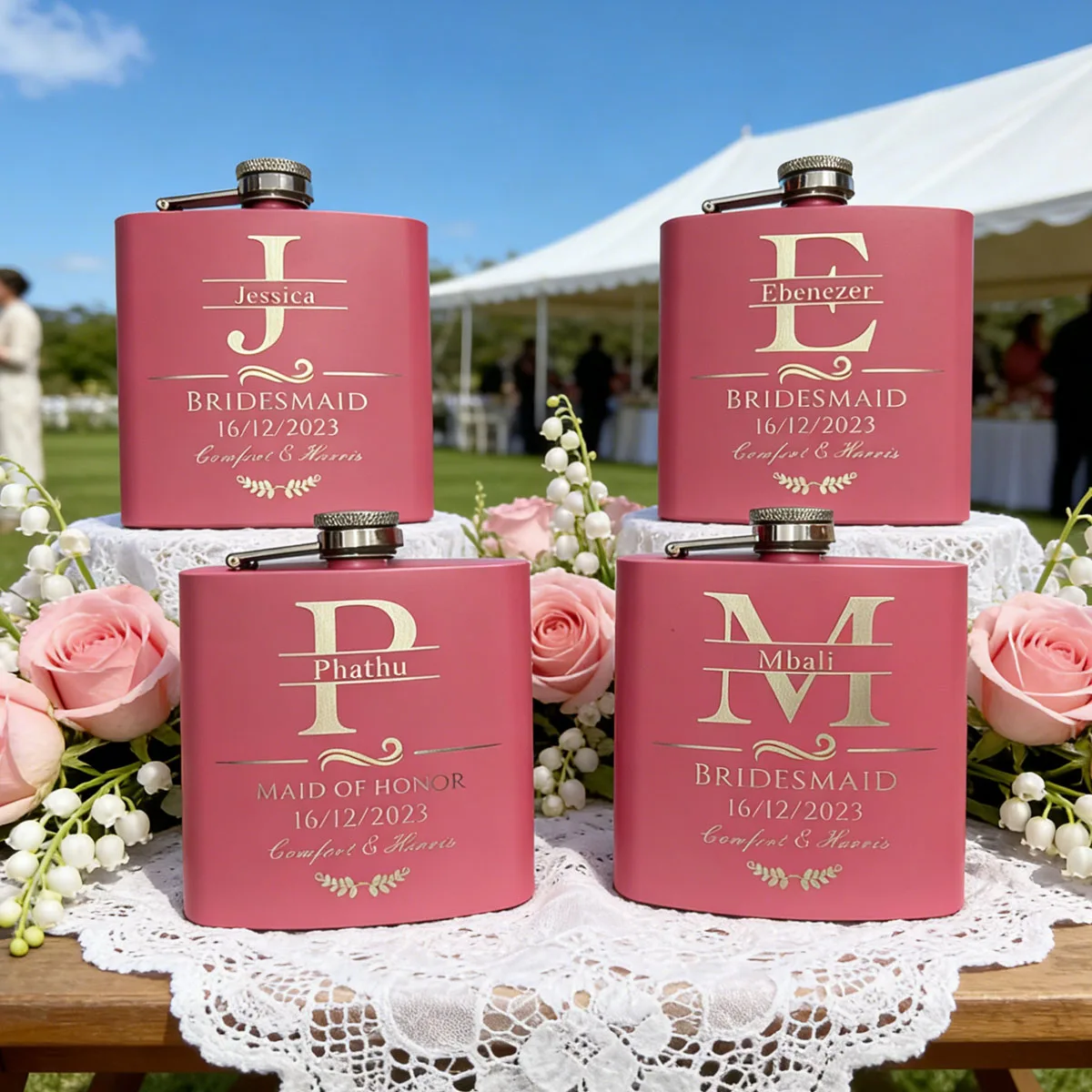 Custom 6Oz Flasks Stainless Steel Spirit with Never-Lose Cap, Leakproof Flask for Camping Outdoor Activitie Wedding Party Gift