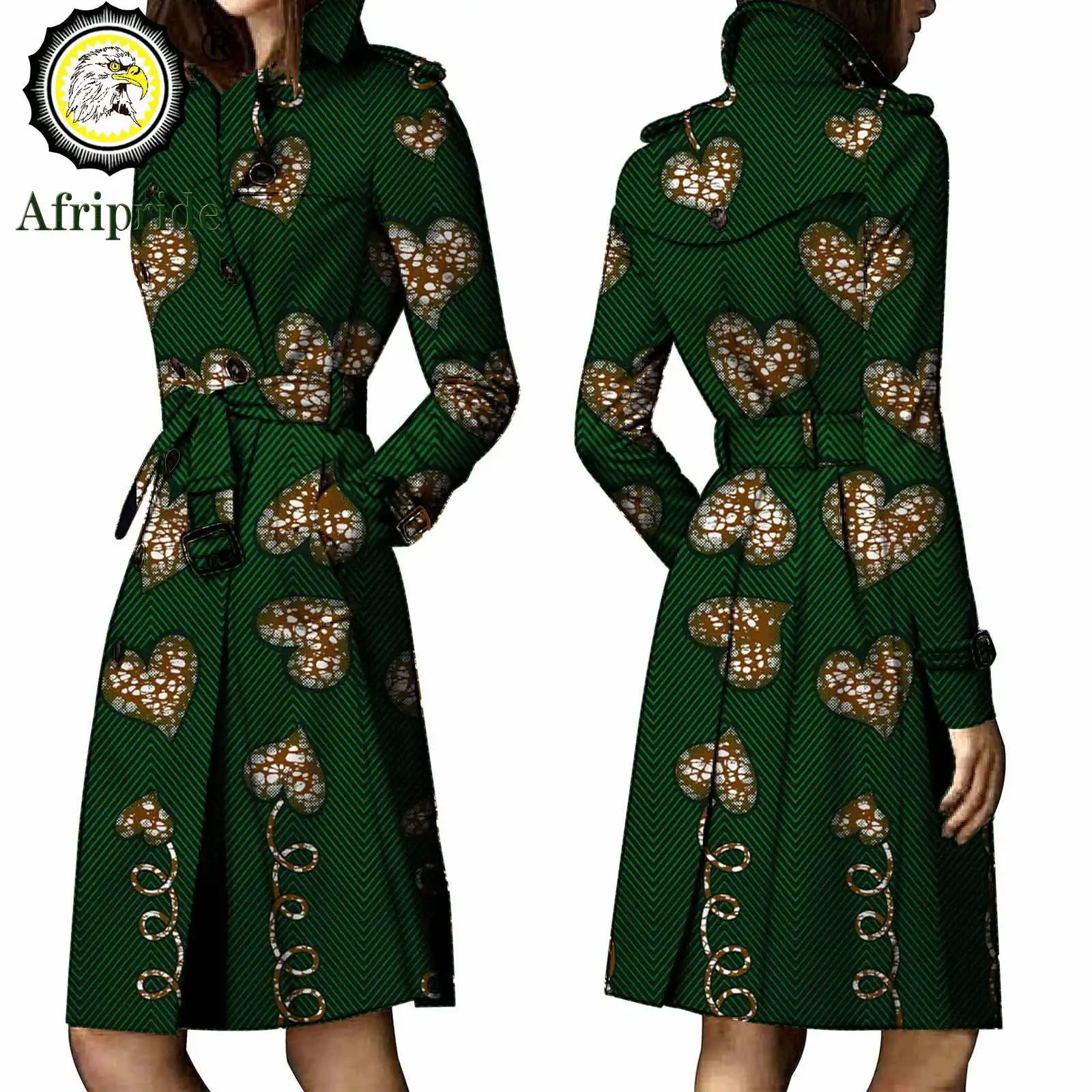 2024 African Coats for Women Bazin Riche Ankara Attire Pure Cotton Trench Private Custom Wax Batik Print Trench S1824015