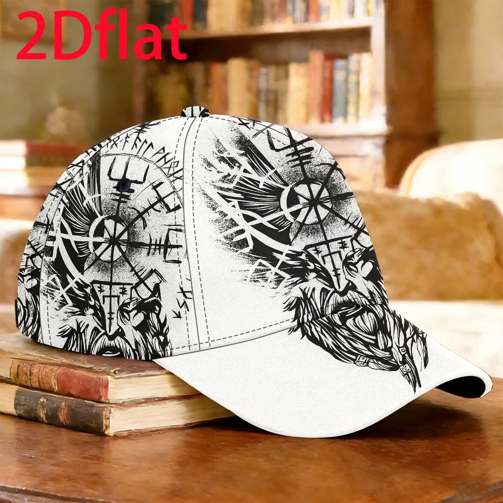 Customization 1pc-2Dflat Viking Runes And Odin Tattoo Design Baseball Cap Daily Commute Street Style Cap Cool Holiday Gift Full