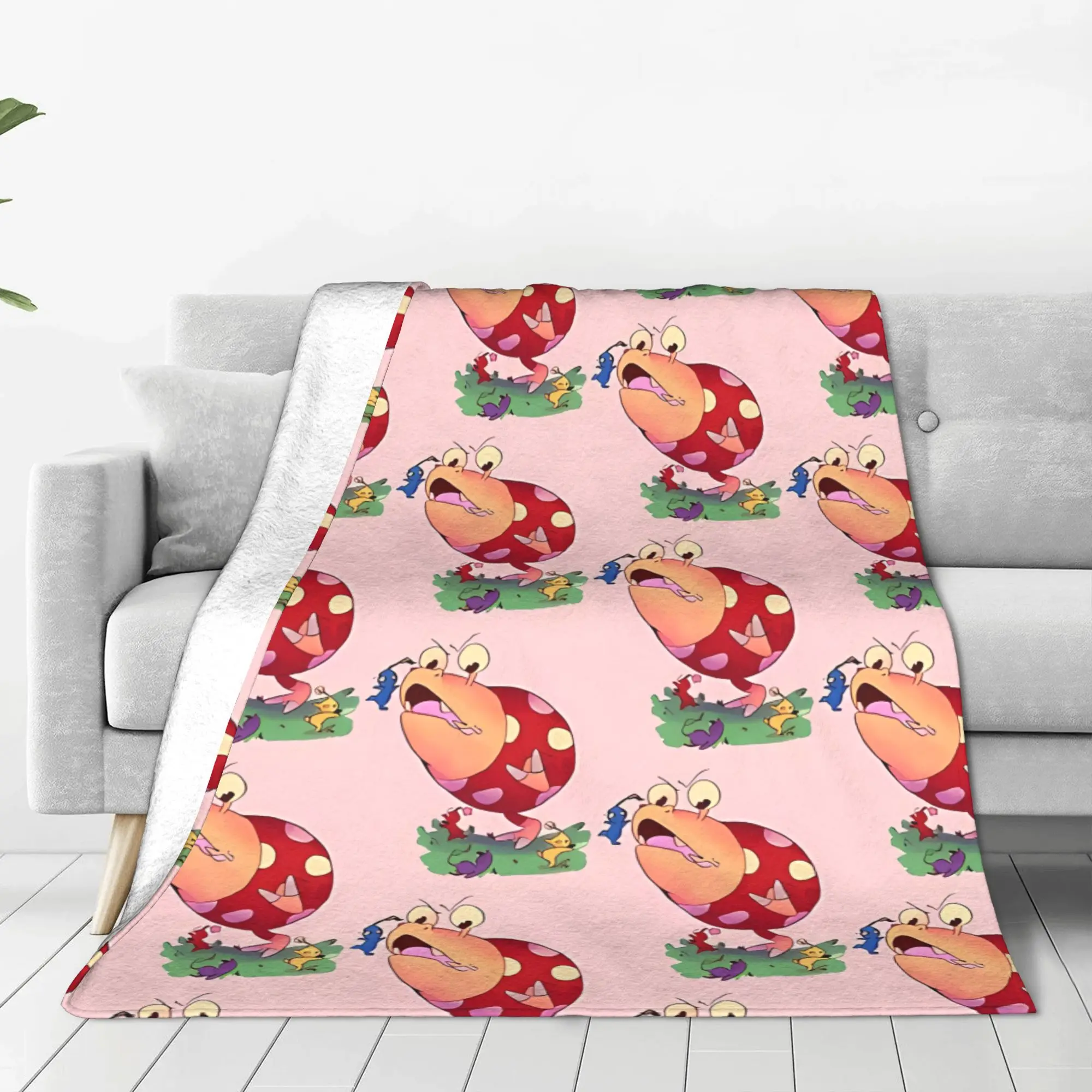 1PC Home Cute Room Decor Bulborb Blanket Throw Blanket Pikmin Novelty Warm Blanket All Season