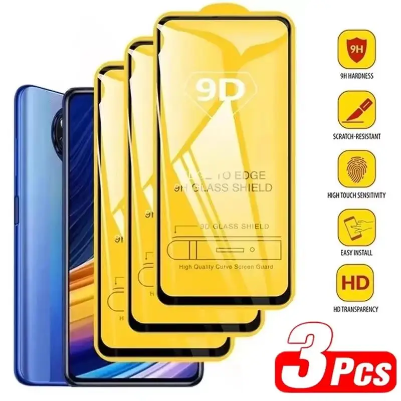 3Pcs 9D Full Cover Screen Protector For Samsung A56 5G A55 A54 A53 A15 A35 A36 A16 A52 S24 FE S23 FE A57 A53 A24 A15 5G A05S A26