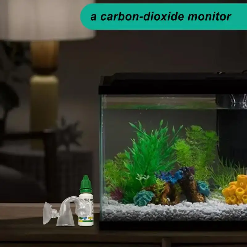 Aquarium CO2 Indicator Solution 15ml Fish Tank Long-Term Monitor CO2 Test PH Liquid ForAquatic Plants (Used with Drop Checker)