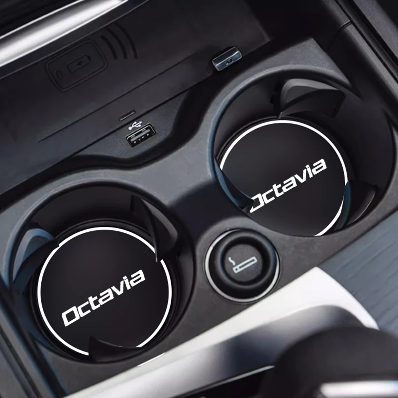 2Pcs Car Cup Mat For Skoda Octavia 2 3 MK1 MK3 Car Round Door Groove Mat Silent Non-Slip Auto Interior Accessories view 2