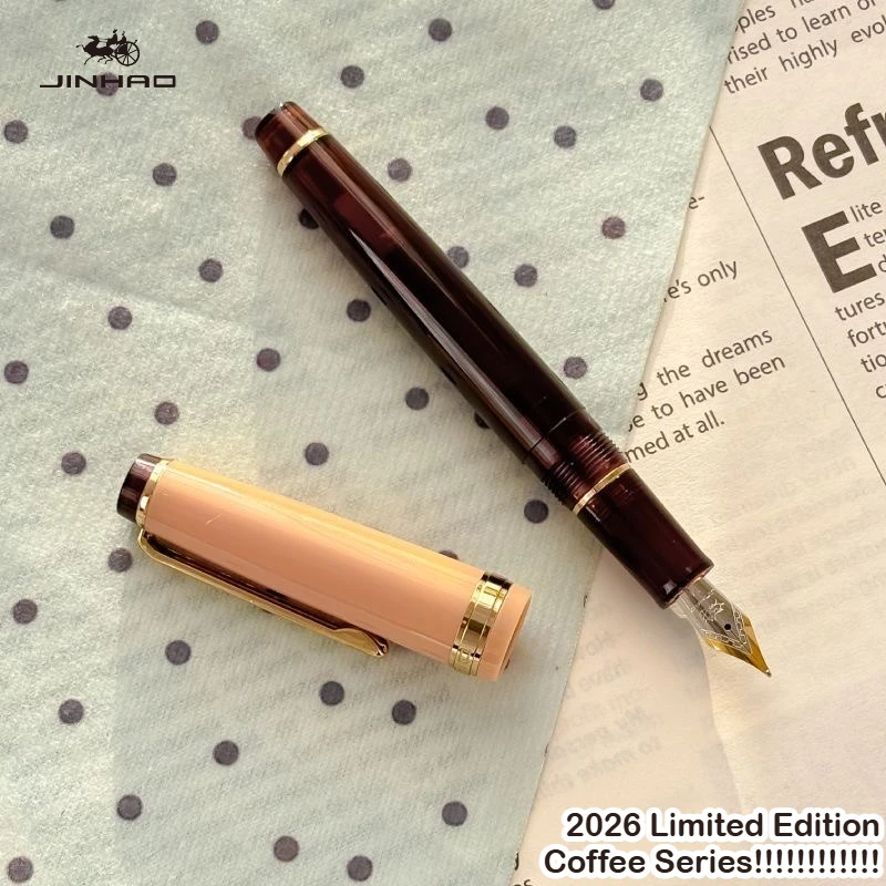 

Перьевая ручка JINHAO 82, лимитированная серия 2026, кофейная серия, EF/F/M, с золотым зажимом, для плавного письма, канцелярские товары для офиса и школы