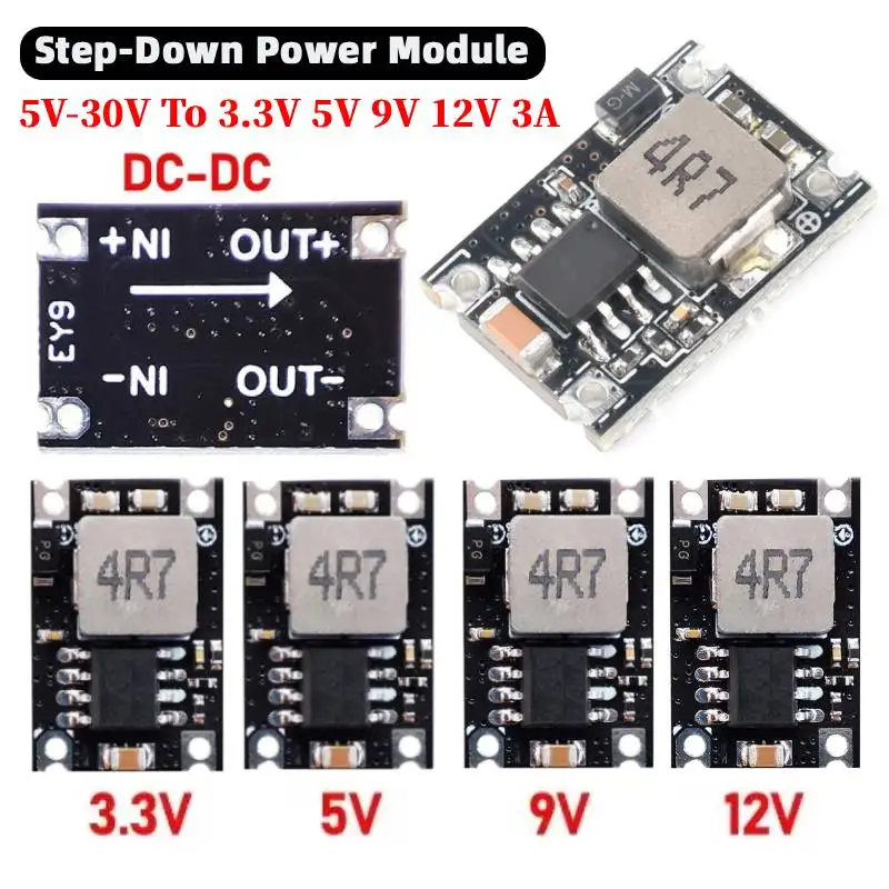 1- 5 Pcs DC-DC Buck Converter Step Power Supply Module 5V-30V To 3.3V 5V 9V 12V 3A Voltage Regulator for Car Motorcycle Battery