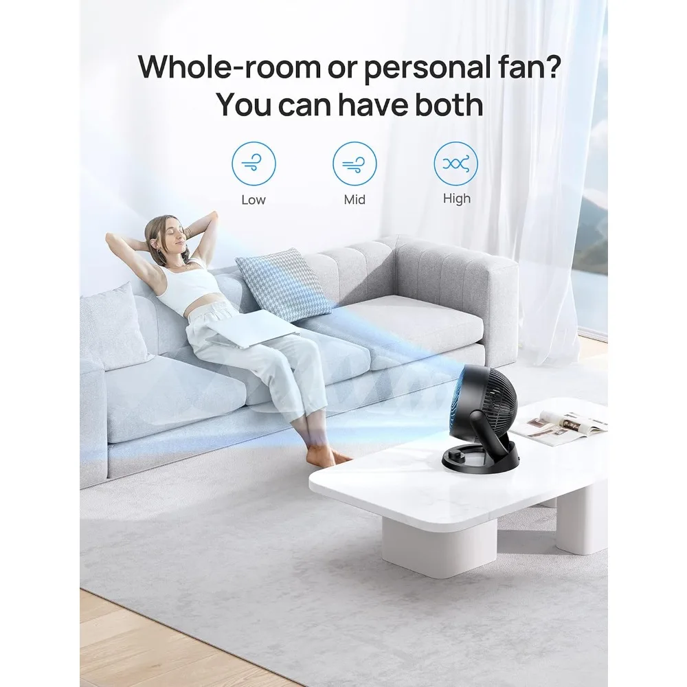 Fan for Bedroom, 12 Inches, 70ft Powerful Airflow, 28db Quiet Table Air Circulator Fans for Whole Room, 120° Adjustable Tilt