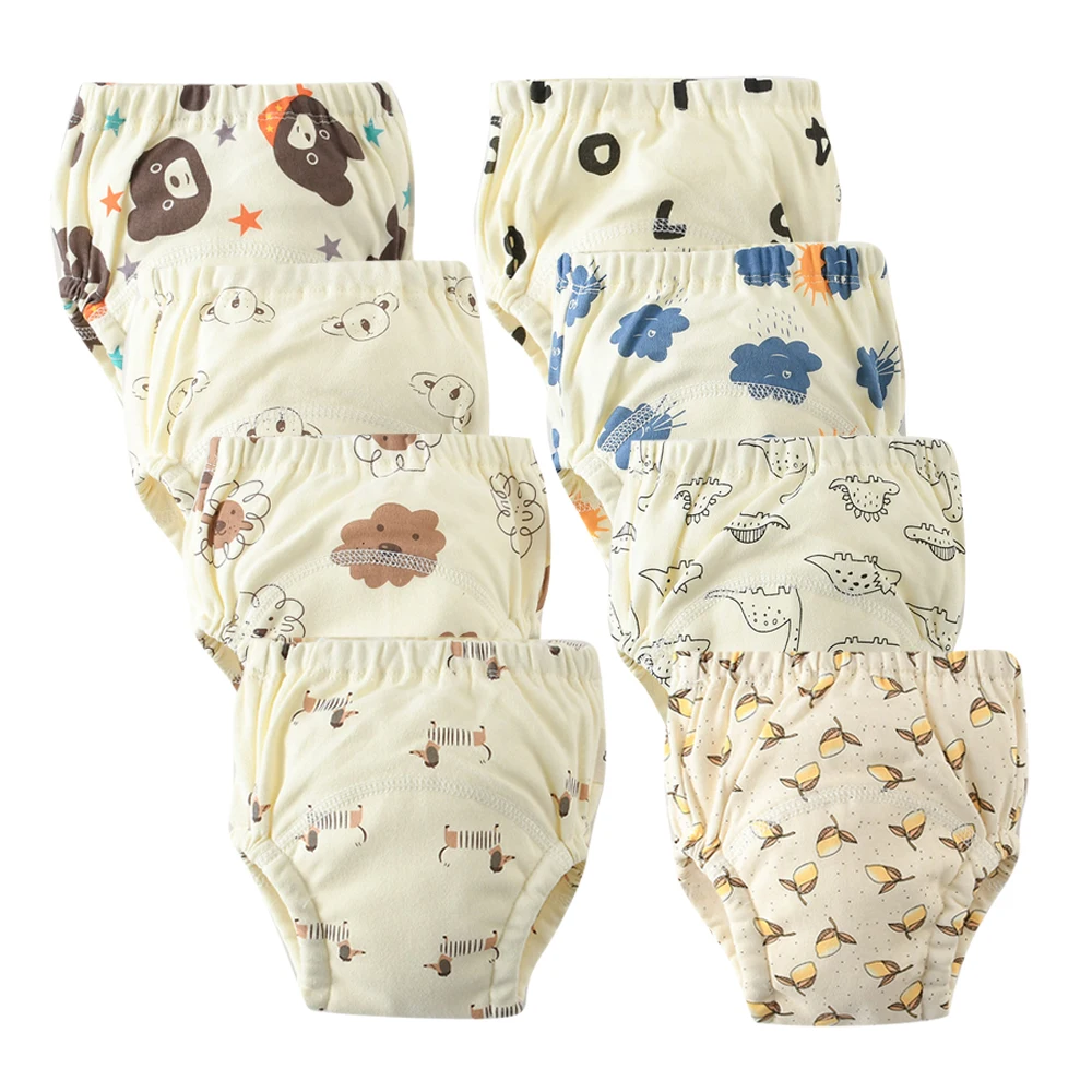 

8 шт. новые детские штаны для приучения к горшку, дышащее впитывающее тренировочное нижнее белье, удобные трусы, штаны для приучения к горшку, туалетные штаны