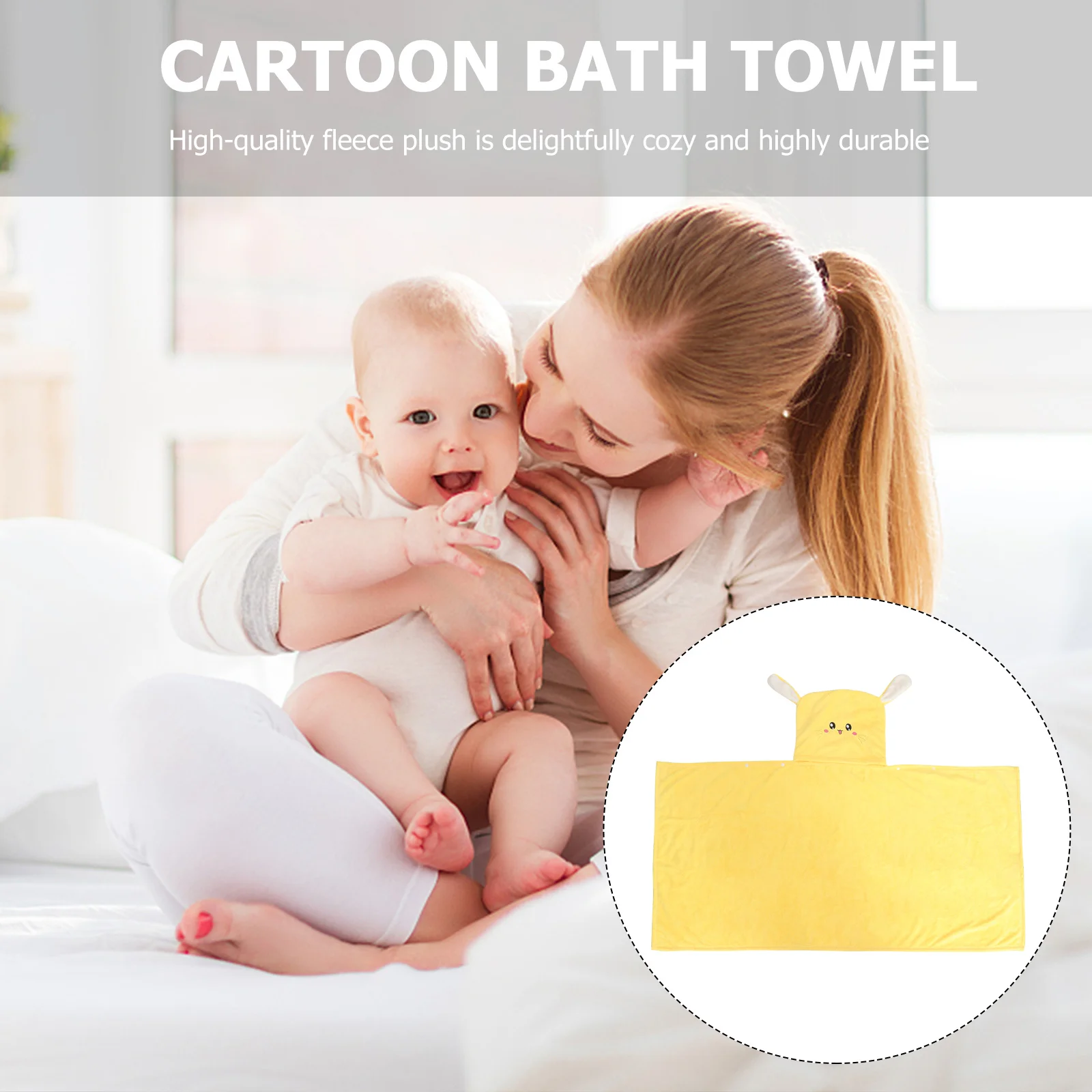 منشفة حمام على شكل كلب رداء كرتوني 60 × 120 سم من الصوف المرجاني الأصفر مريح ناعم متين مطرز غطاء حمام السباحة على الشاطئ