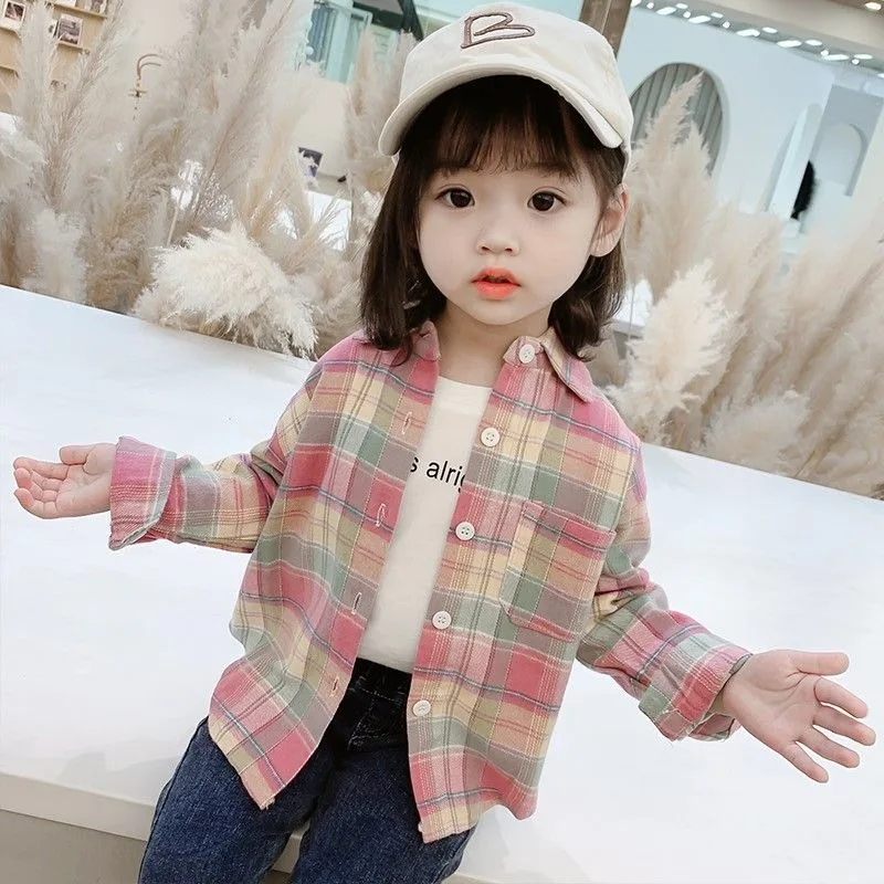 بلوزة بناتي جديدة موديل 2026 بأكمام طويلة لربيع وخريف الأطفال قميص أنيق للأطفال الصغار مع ملابس أطفال ناعمة من القطن المنقوش #2