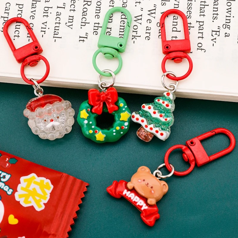 

Christmas Mystery Bag with Plush Keychains Resin Pendant Blind Box Miniature Ornaments Accessories for Holiday Fun