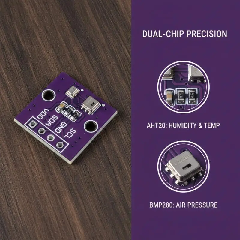AHT20+BMP280 3in1 I2C Temperature Humidity Air Pressure Sensor Module Digital Weather Monitoring Module For DIY Weather Station