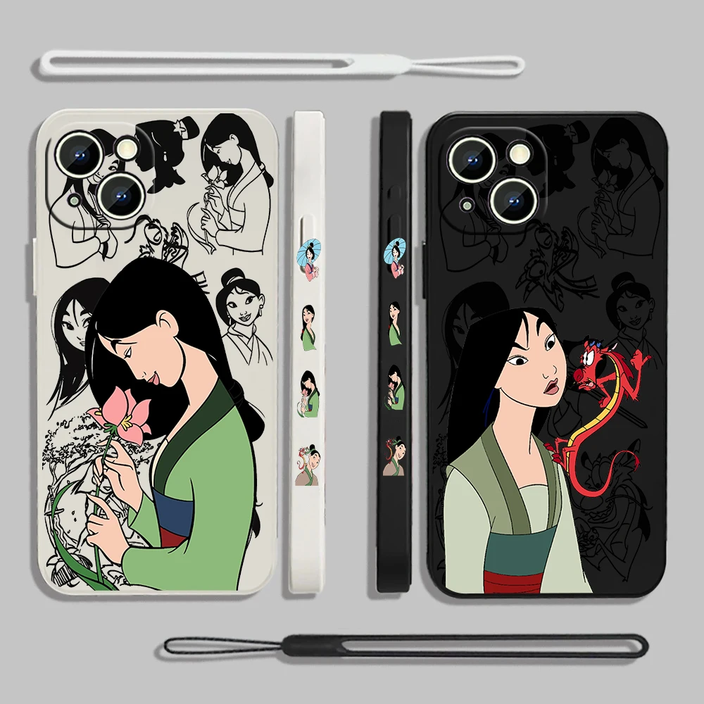 

Cool Movie Mulan Disney Liquid Left Rope For Apple iPhone 15 14 13 12 11 XS XR X 8 7 SE Pro Max Plus Mini Soft Phone Case