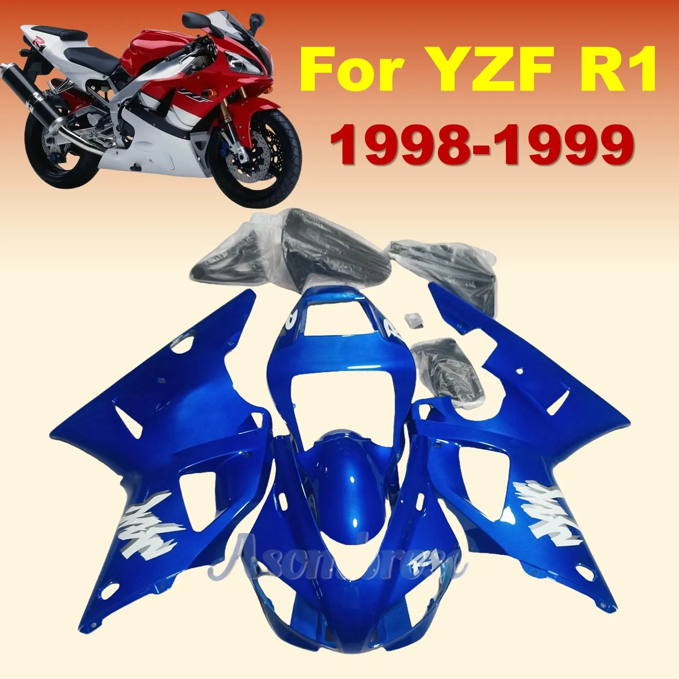 New ABS Motorcycle Fairings Kits Injection  Protection for Yamaha YZFR1 1998 1999 YZF-R1 98 99  yzf1000  Full  Blue Bodywork