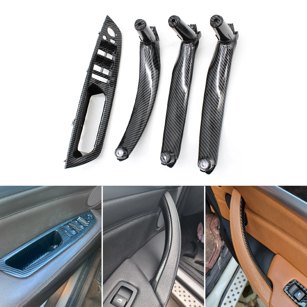 LHD RHD 4pcs Set Door Window Switch Panel Armrest Pull Handle Cover Trim For BMW X5 X6 E70 E71 E72 2007-2014