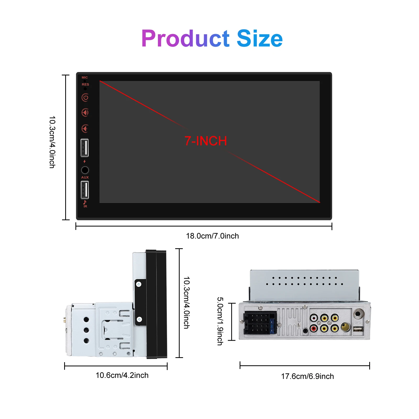 Hikity 1din Carplay Car MP5 Player Autoradio Audio Stereo  7" Touch Screen FM Receiver Bluetooth Car Audio Support Mirror-Link images - 6