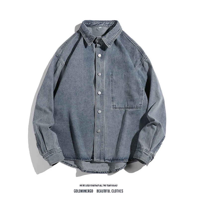 

Мужская джинсовая куртка свободного кроя с отложным воротником, весна-осень, трендовая, винтажная, повседневная, рабочая, верхняя одежда