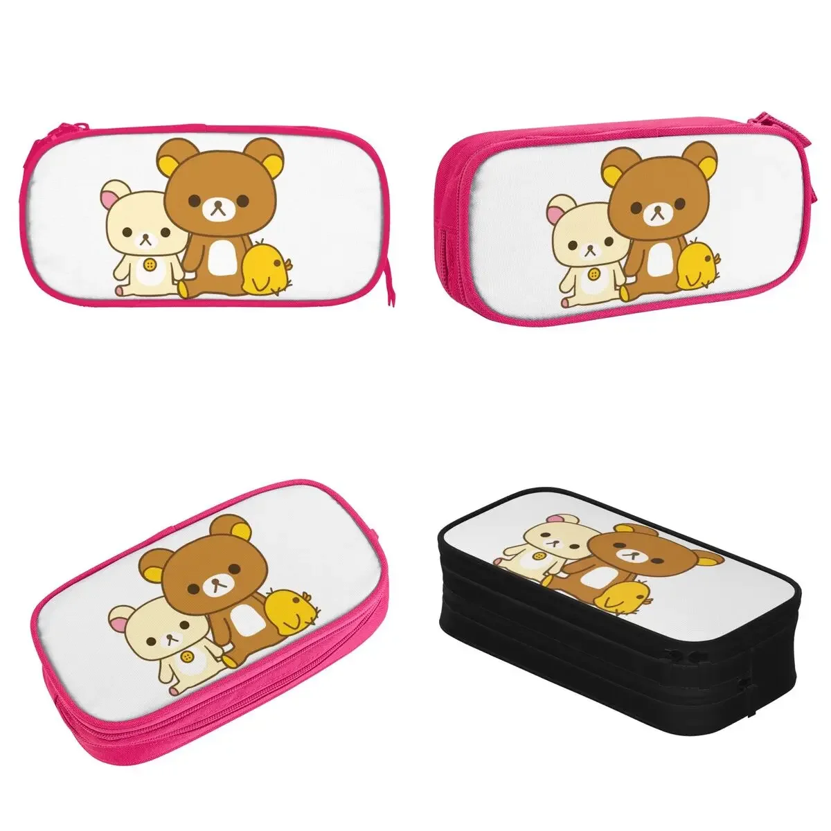 Fun Korilakkuma Rilakkuma Pencil Case Cartoon Bears Pencil Box Pen Box Student Large Storage Bag Supplies Cosmetic Stationery