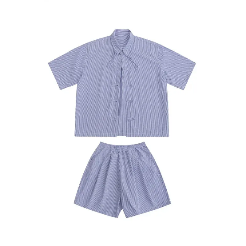

HELLOMARCEL Free Shipping EU US Size Top Quality Summer Shirt Short Sleeve Set Unisex Oversize Shirt and Shorts Two-Piece Set