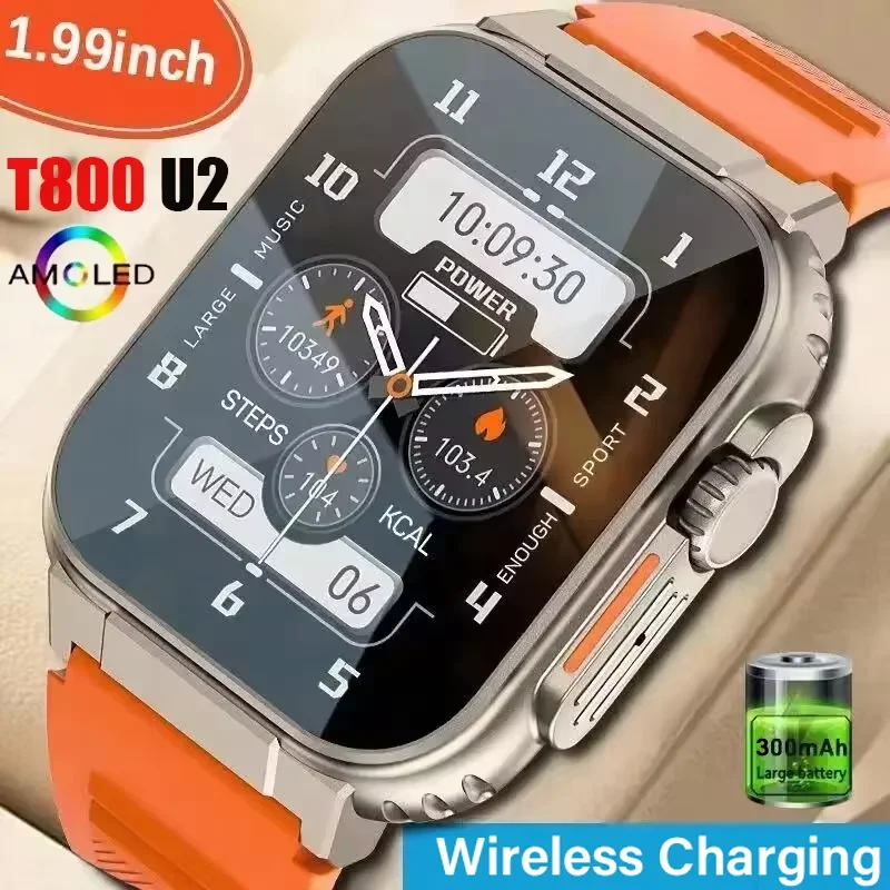 LAXASFIT New Watch T800 U2 Smart Watch 49mm 2025 Mens Womens Tracking Bluetooth Talk BT Music Wireless Charging Smart Watch