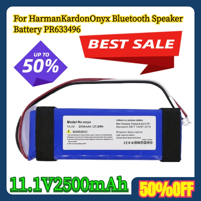 

For HarmanKardonOnyx Bluetooth Speaker Battery 11.1V2500mAh PR633496