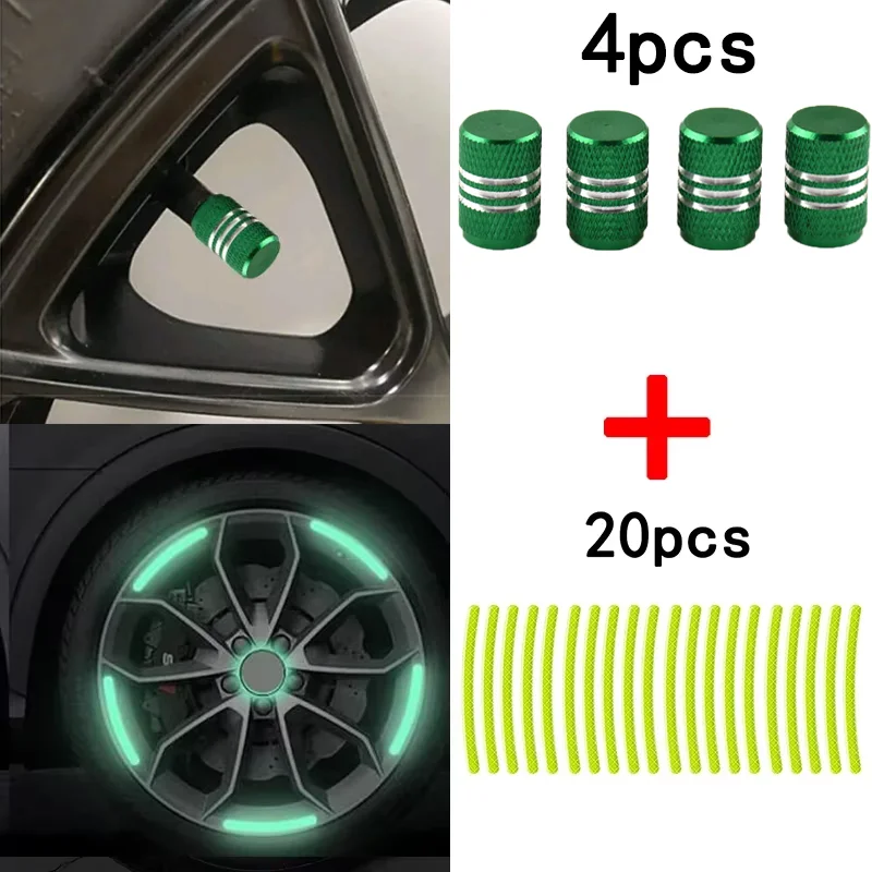 Moto Wheel Reflective Stickers Luminous Valve Caps 2024 Eco-friendly Car Bicycle DIY Wheel Hub Styling Motorcycle Accessories