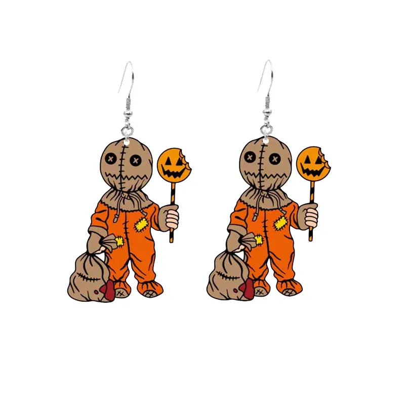 Scream Killer Halloween Earrings Arcylic Ghost Horror Movie Chucky Dangle Earrings Charm For Pendant Kids Adults