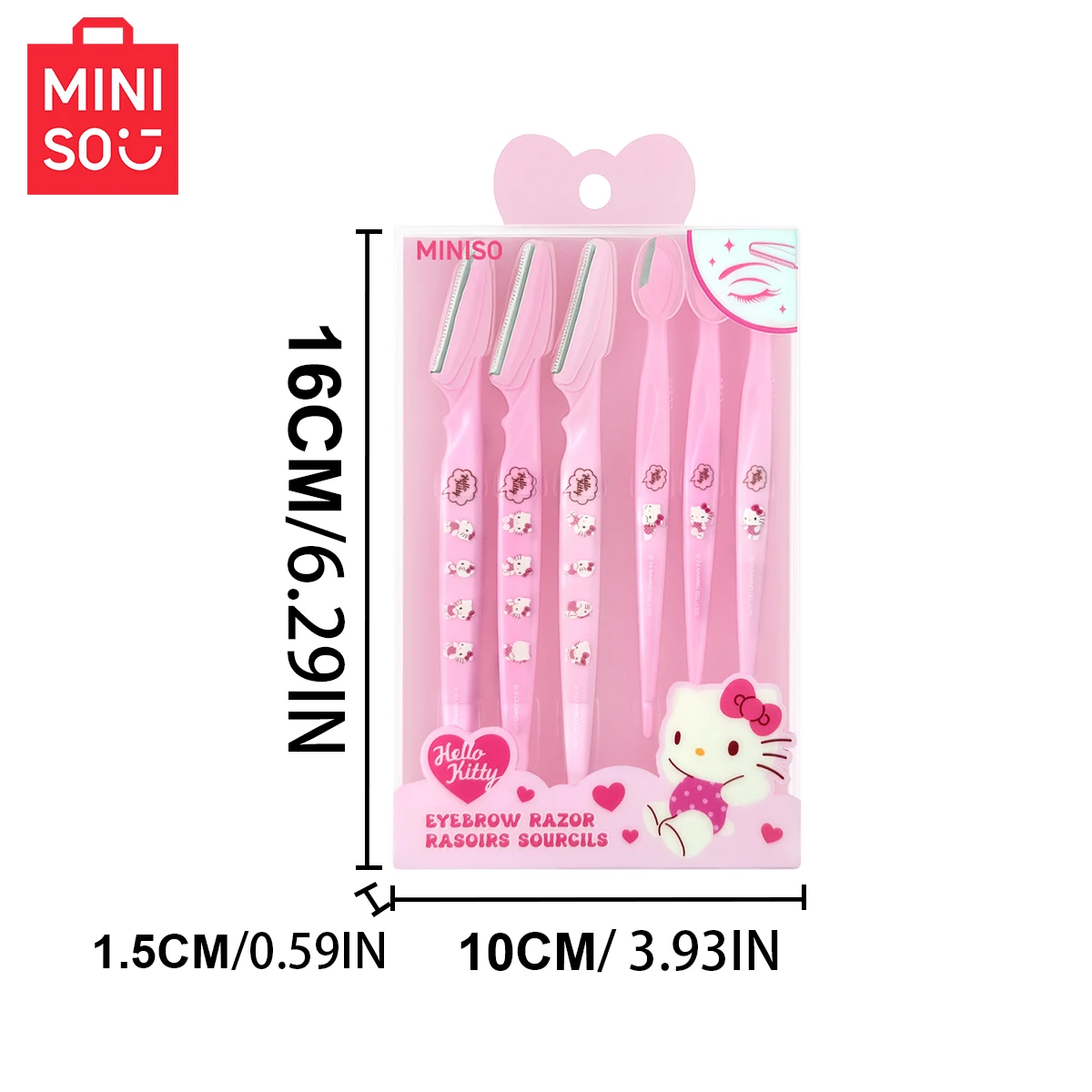 MINISO HelloKitty Series Zestaw 5 noży do brwi - Markowy trymer do brwi HelloKitty, anty-zadrapaniowy, do makijażu