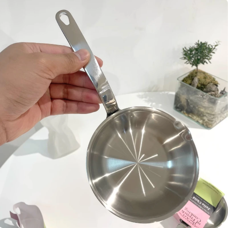 Stainless Steel Oil Pot 12cm Egg Frying Pan Mini Soup Milk Pot Cooking Saucepan Scalding-proof Kitchen Tool Cookware Accessories