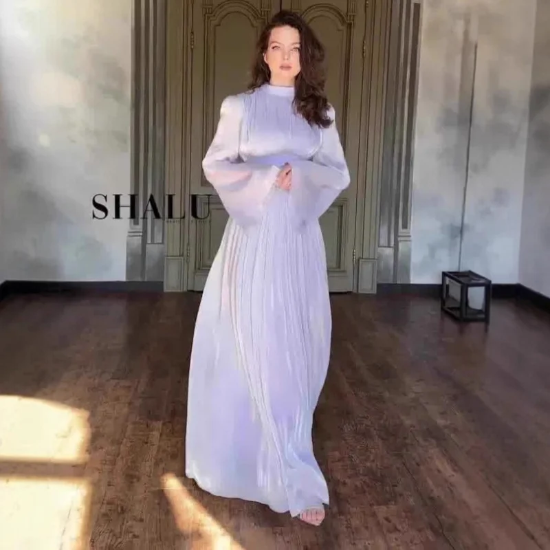 

2025Summer new elegant temperament long-sleeve waist-cinching long dress slim-fit dress for women